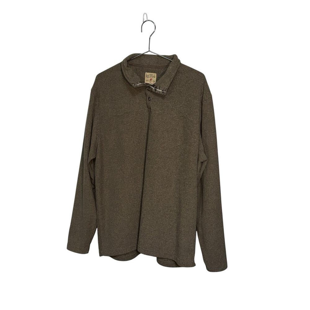 RedHead Fleece Pullover XL Brown Textured Button Neck Outdoor Hunting‎ Y2K Dad